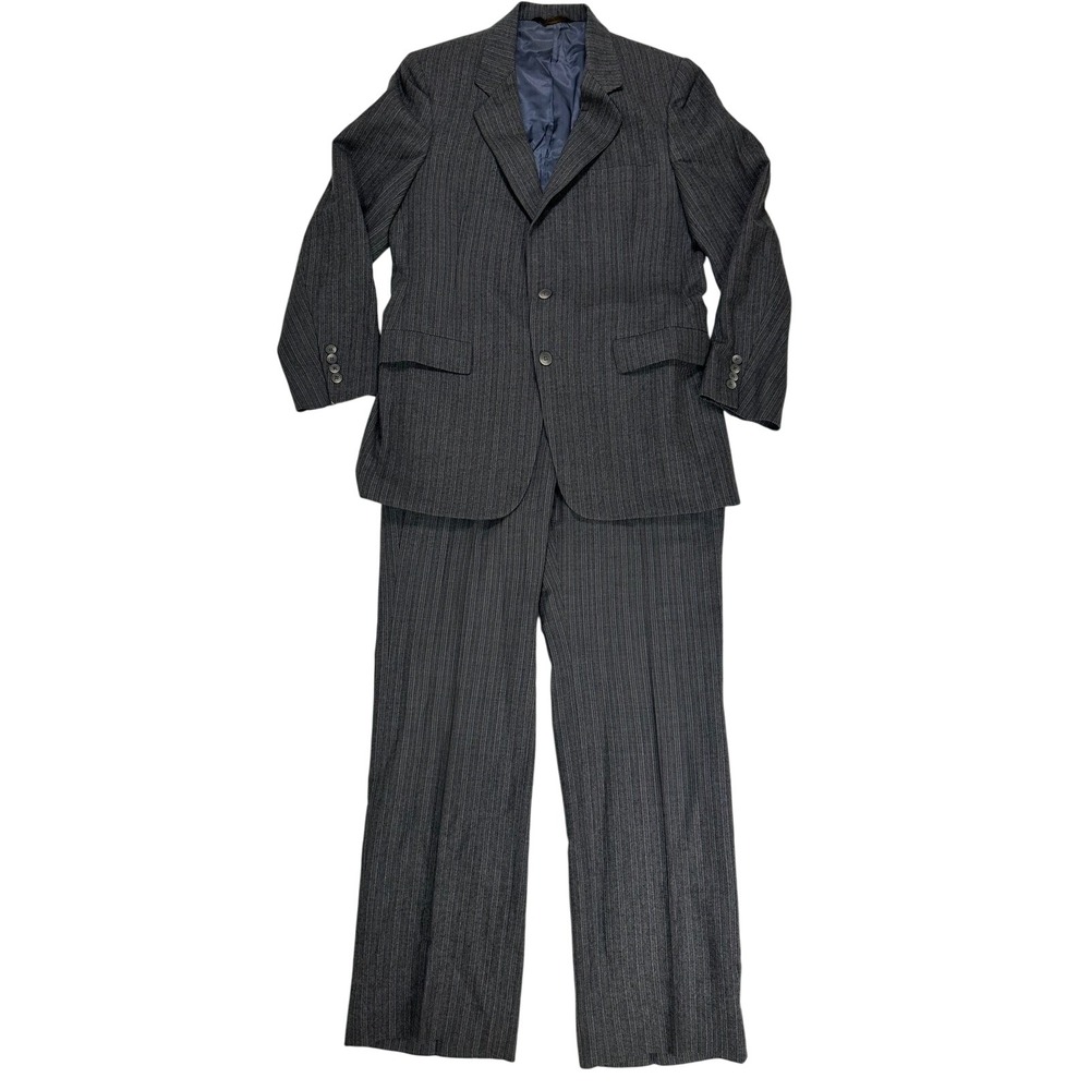 Christian Dior Monsieur Gray Pinstripe 100% Virgin Wool 2 Piece Suit Menswear